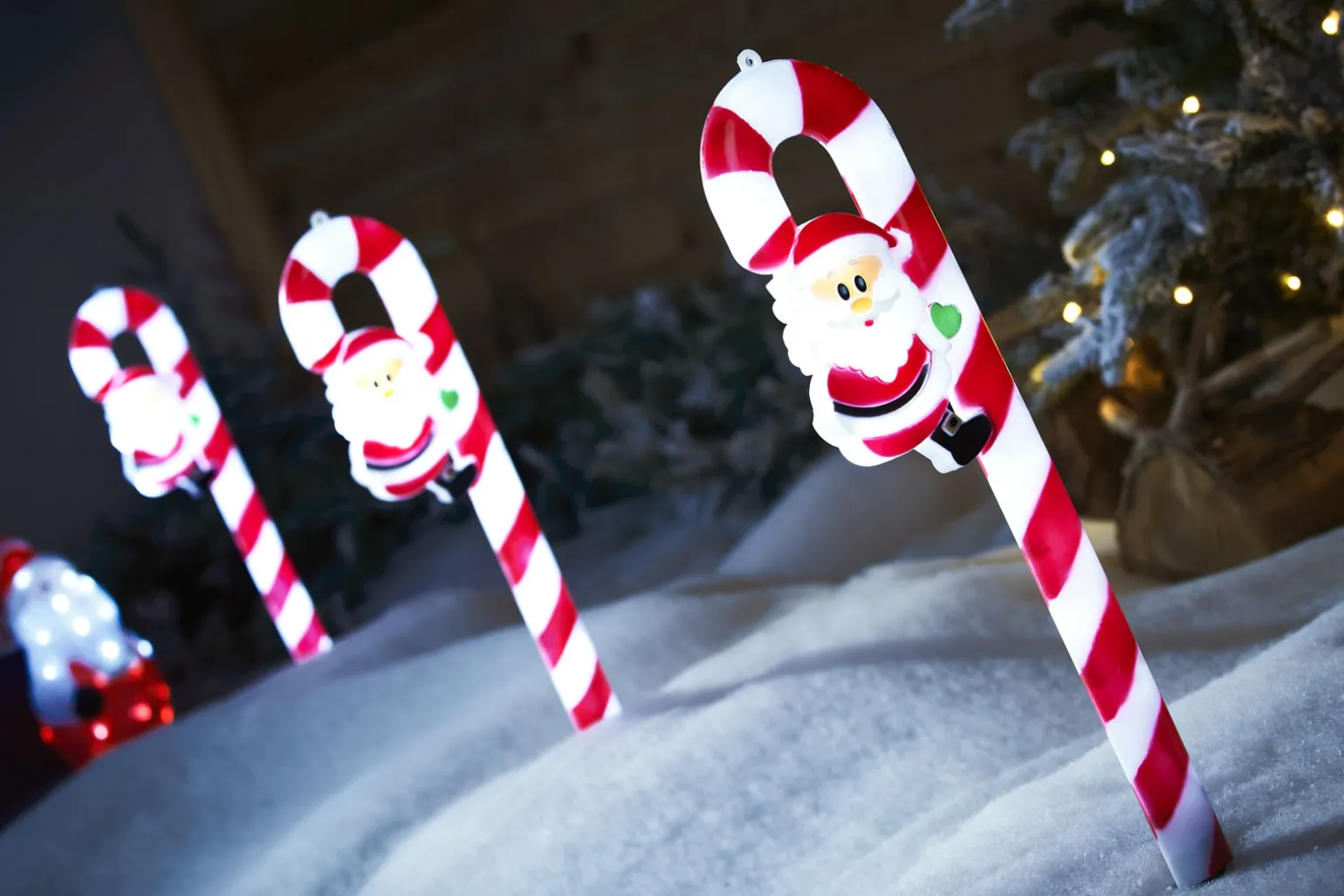WeRChristmas Set Of 3 Candy Cane Pathway Stake Lights, 60 Cm^ Pathway Lights