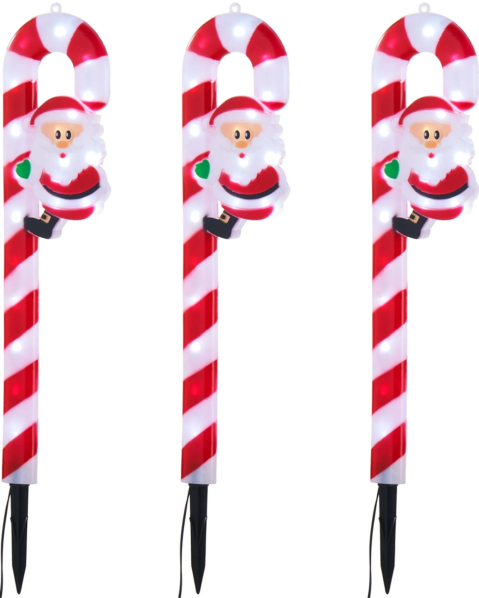 WeRChristmas Set Of 3 Candy Cane Pathway Stake Lights, 60 Cm^ Pathway Lights