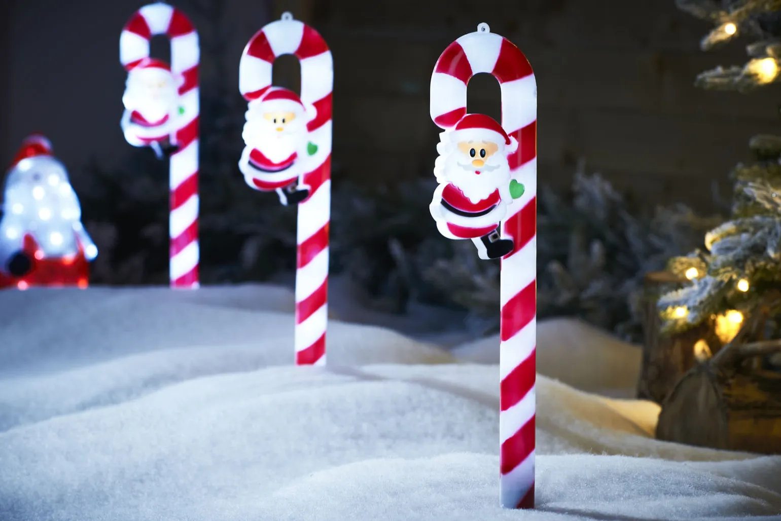 WeRChristmas Set Of 3 Candy Cane Pathway Stake Lights, 60 Cm^ Pathway Lights