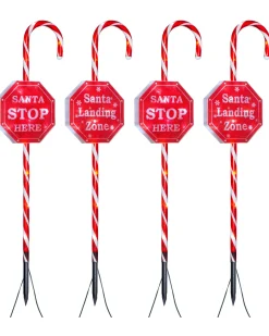 WeRChristmas Set Of 4 Candy Cane Pathway Stake Lights, 80 Cm^ Pathway Lights