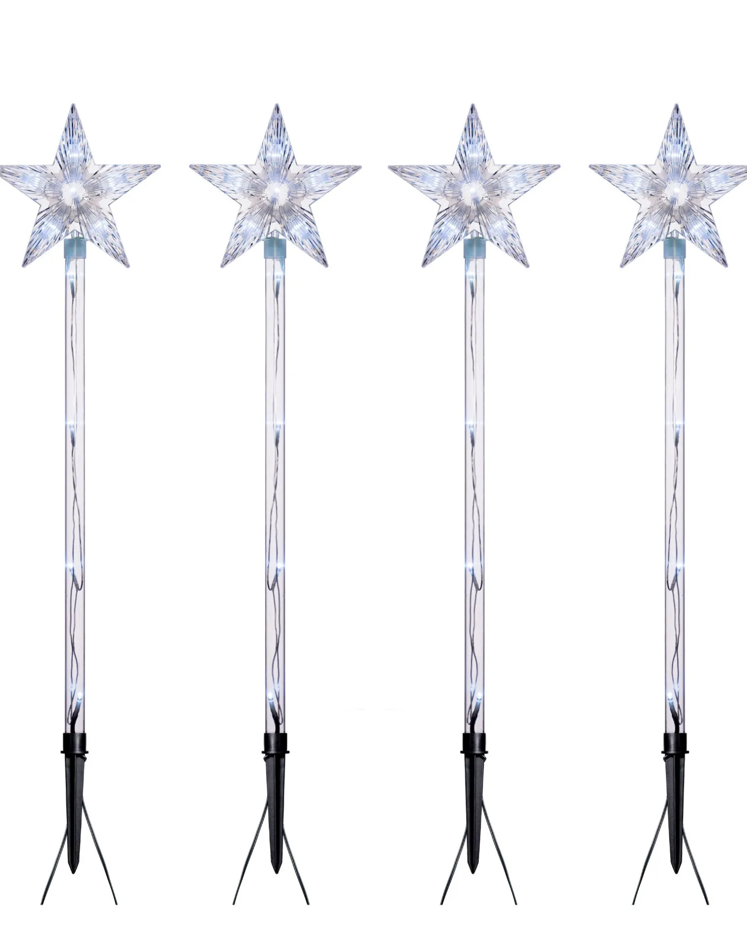 WeRChristmas Set Of 4 Connectable Star Pathway Stake Lights, Bright White, 77 Cm^ Connectable Lights