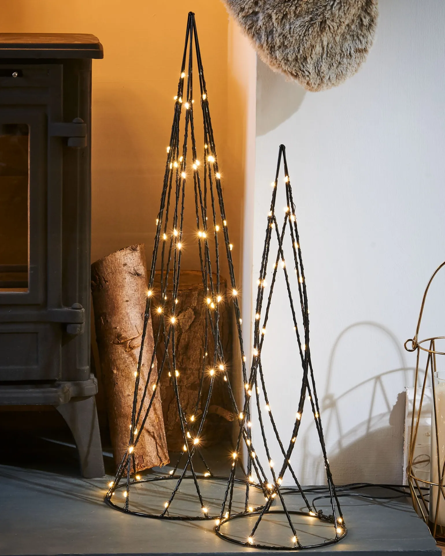 WeRChristmas Set Of 2 Geometric Christmas Tree Cones, 60 Cm^ Table Decorations