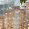 WeRChristmas Set Of 3 Pre-Lit Gift Boxes, Rose Gold, 40 Cm^ Table Decorations