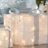 WeRChristmas Set Of 3 Pre-Lit Gift Boxes, White, 25 Cm^ Table Decorations