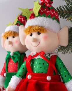 WeRChristmas Set Of 2 Sitting Elf Figurines, 46 Cm^ Novelty|Figurines
