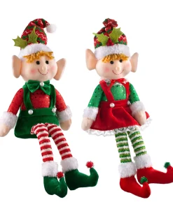 WeRChristmas Set Of 2 Sitting Elf Figurines, 46 Cm^ Novelty|Figurines