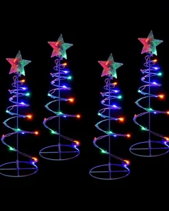 WeRChristmas Set Of 4 Spiral Trees Rope Light Silhouette, 55 Cm^ Tree Silhouettes|Pathway Lights