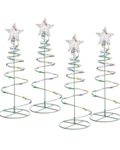 WeRChristmas Set Of 4 Spiral Trees Rope Light Silhouette, 55 Cm^ Tree Silhouettes|Pathway Lights