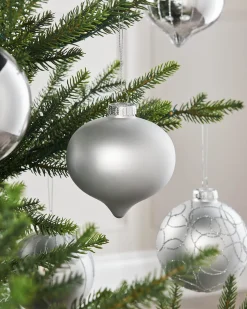 WeRChristmas Silver Glass Baubles, 6 Pack, 10 Cm^ Glass Baubles