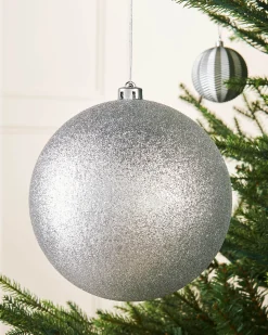 WeRChristmas Silver Large Glitter Shatterproof Bauble, 20 Cm^ Oversized Baubles|Shatterproof Baubles