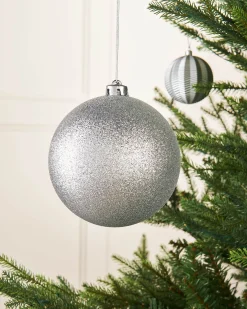 WeRChristmas Silver Large Glitter Shatterproof Bauble, 15 Cm^ Oversized Baubles|Shatterproof Baubles