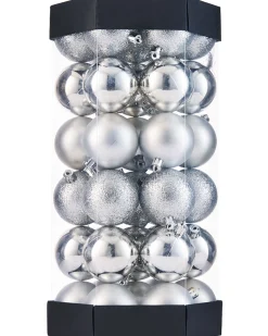 WeRChristmas Silver Shatterproof Baubles, 42 Pack, 6 Cm^ Shatterproof Baubles
