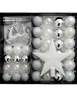WeRChristmas Silver Shatterproof Baubles Set, 50 Pack^ Shatterproof Baubles