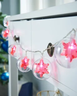 WeRChristmas Snowflake Bauble LED Light String, Red, 1.8 M^ Fairy Lights