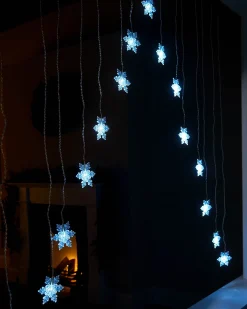 WeRChristmas Snowflake Curtain Net Light, White, 1.2 M^ Window Silhouettes|Curtain & Net Lights