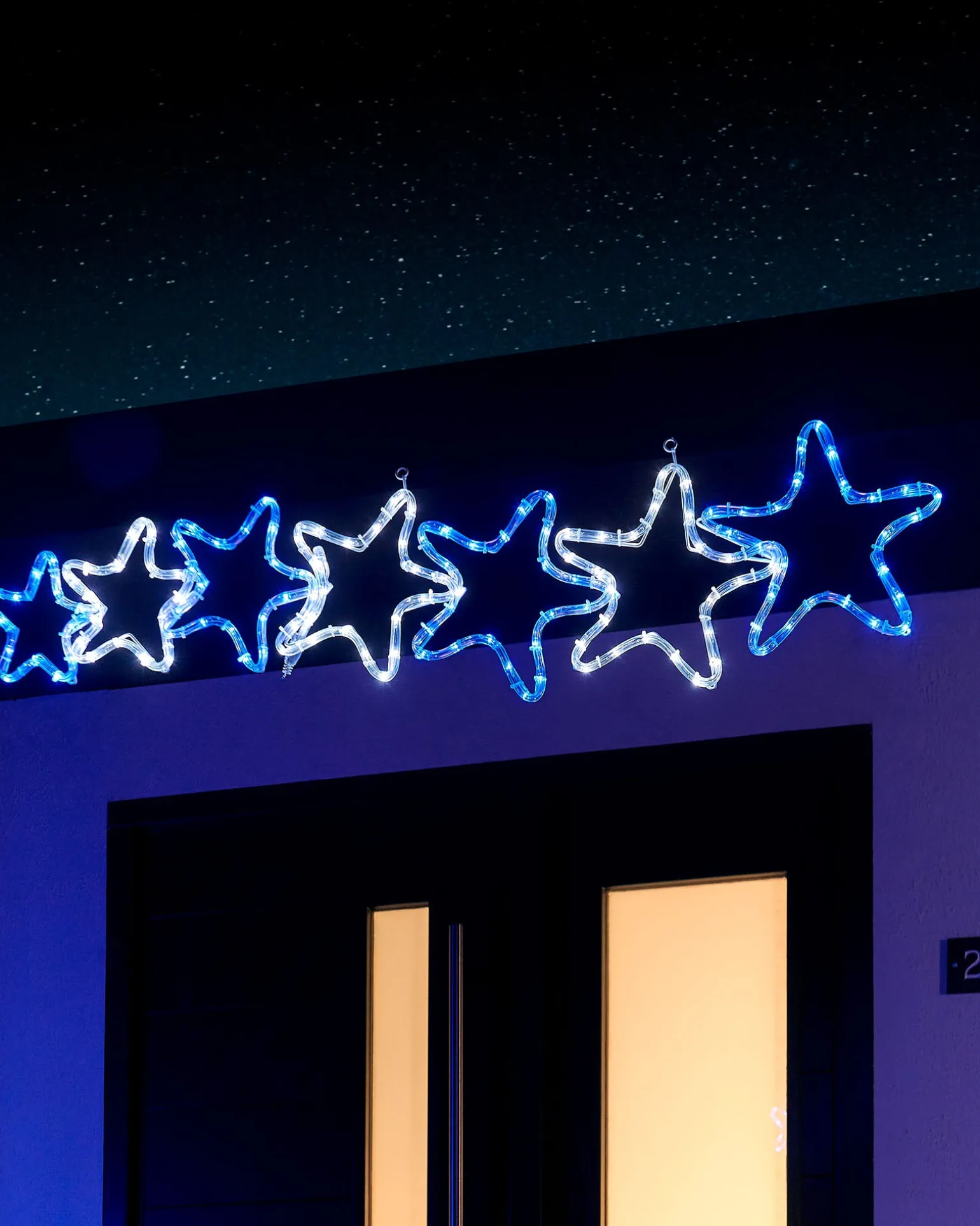 WeRChristmas 7-Star Motif Rope Light Silhouette, White/Blue, 119 Cm^ Festive Star, Snowflake & Sign Lights