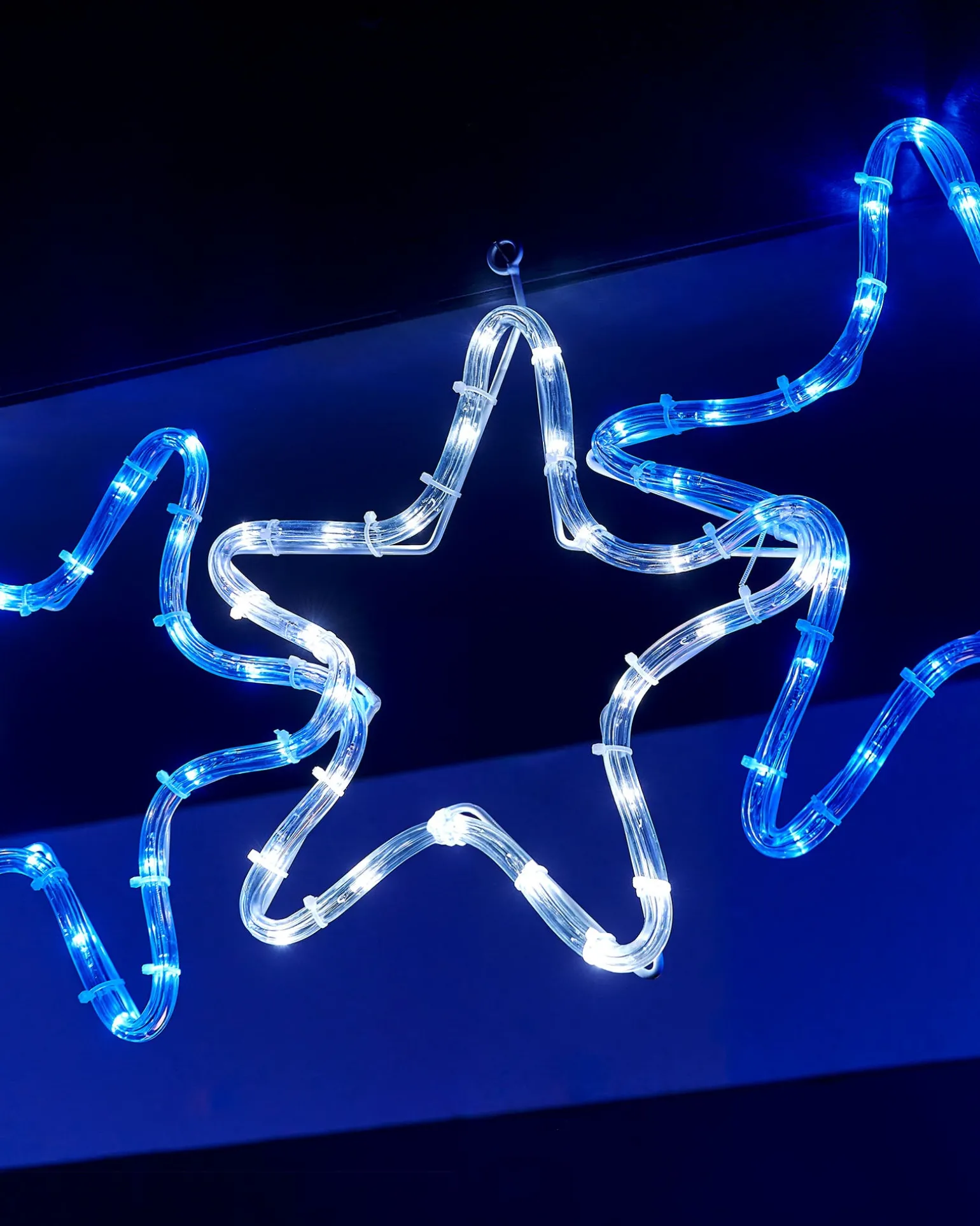 WeRChristmas 7-Star Motif Rope Light Silhouette, White/Blue, 119 Cm^ Festive Star, Snowflake & Sign Lights
