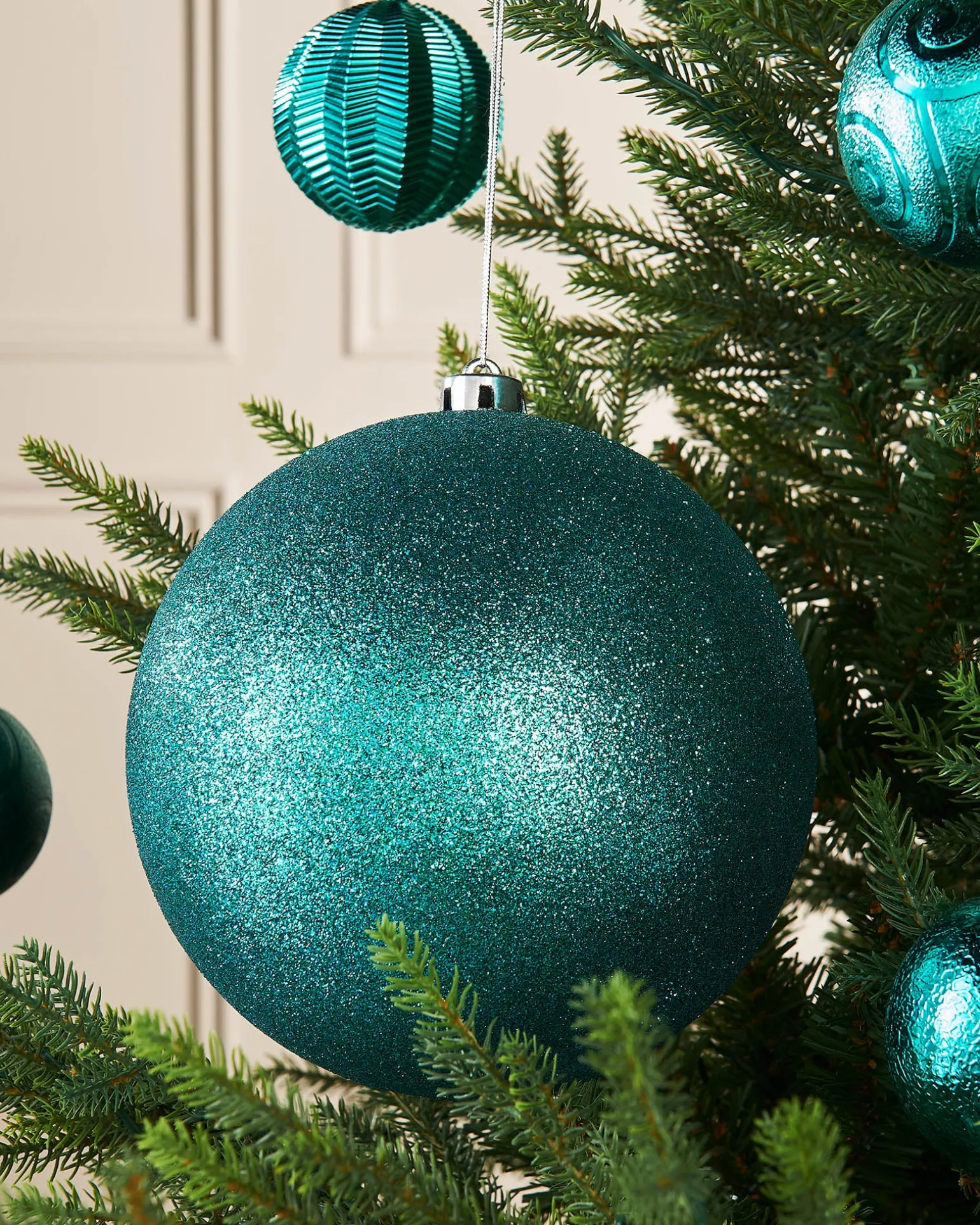 WeRChristmas Teal Large Glitter Shatterproof Bauble, 20 Cm^ Oversized Baubles|Shatterproof Baubles