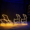 WeRChristmas Twin Reindeers With Santa Sleigh Neon Rope Light Silhouette, 2.6 M^ Outdoor Lighted Reindeer
