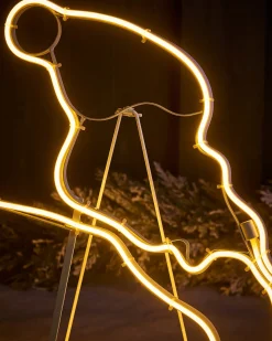 WeRChristmas Twin Reindeers With Santa Sleigh Neon Rope Light Silhouette, 2.6 M^ Outdoor Lighted Reindeer
