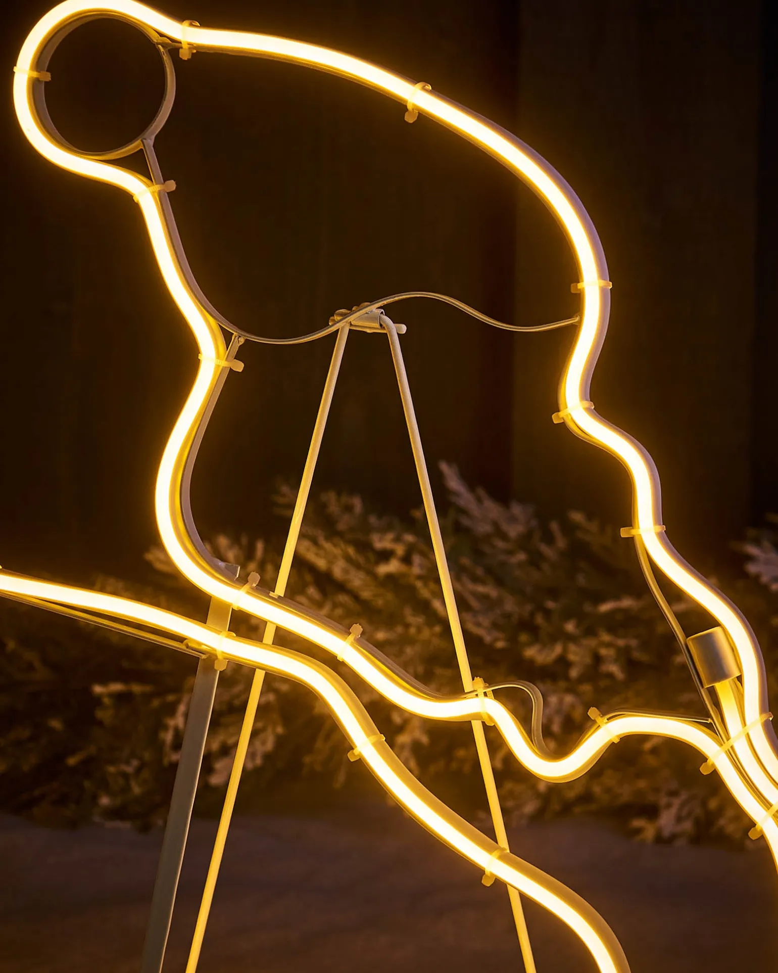 WeRChristmas Twin Reindeers With Santa Sleigh Neon Rope Light Silhouette, 2.6 M^ Outdoor Lighted Reindeer