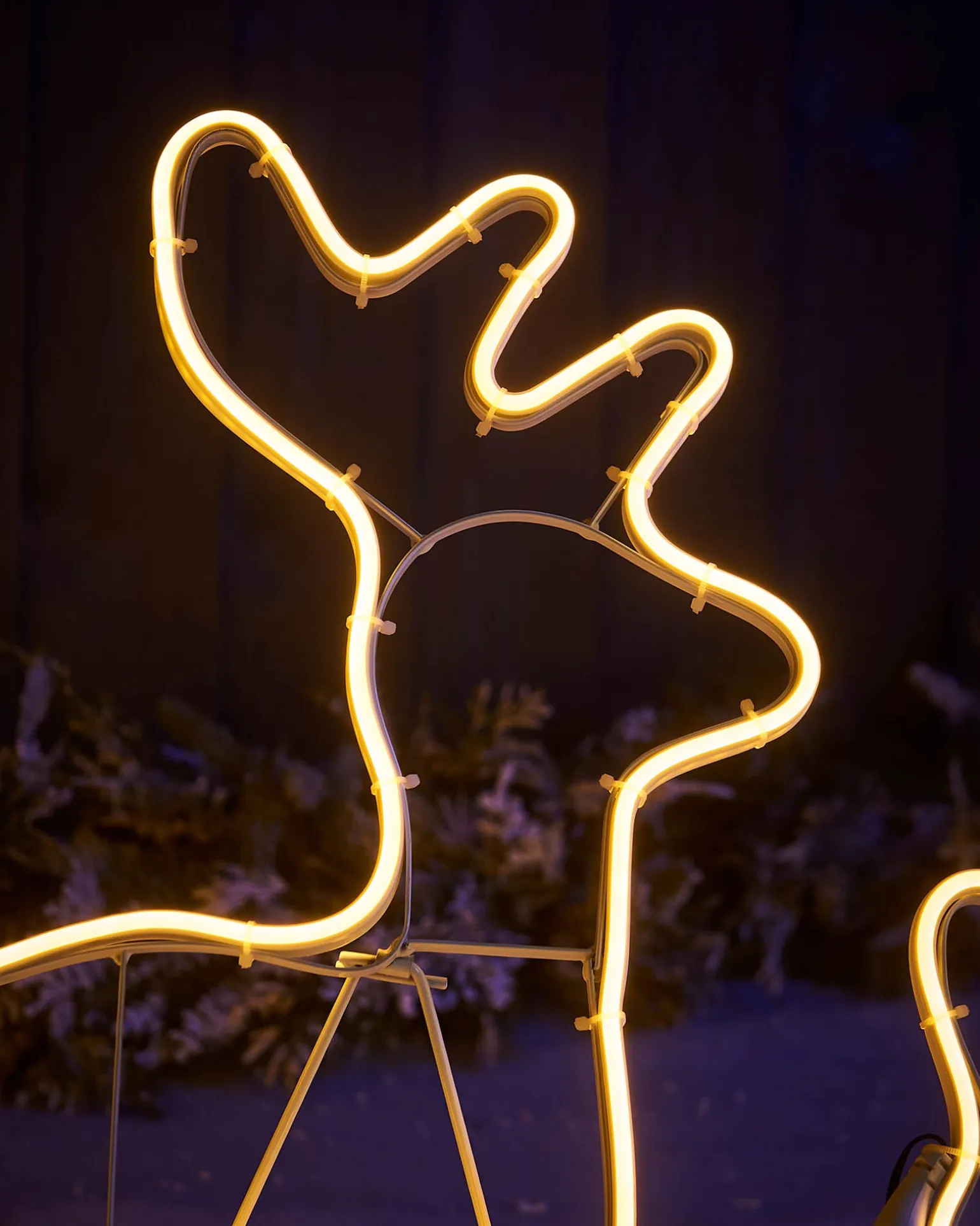WeRChristmas Twin Reindeers With Santa Sleigh Neon Rope Light Silhouette, 2.6 M^ Outdoor Lighted Reindeer
