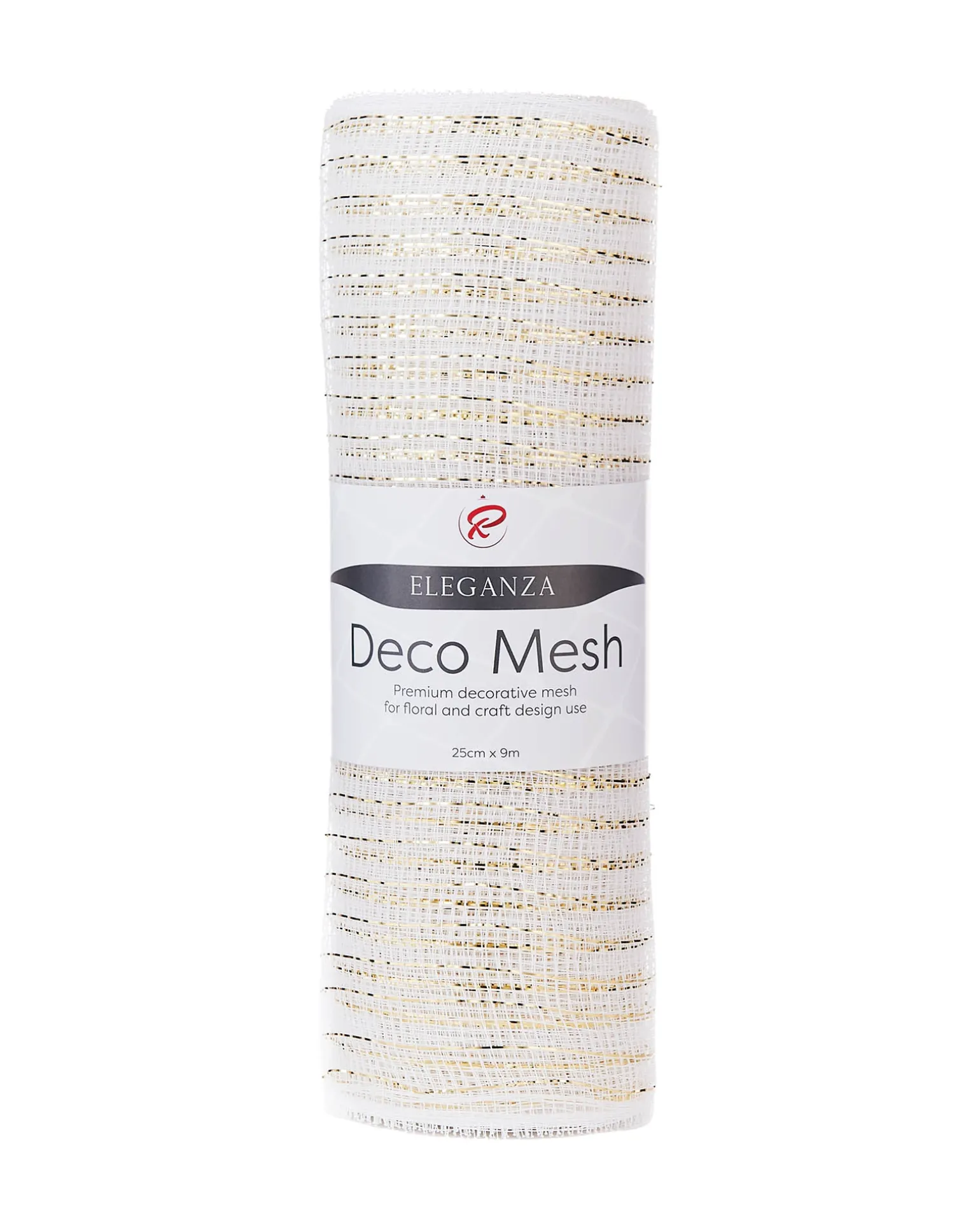 WeRChristmas White Mesh With Pale Gold Foil, 9 M^ Deco Mesh