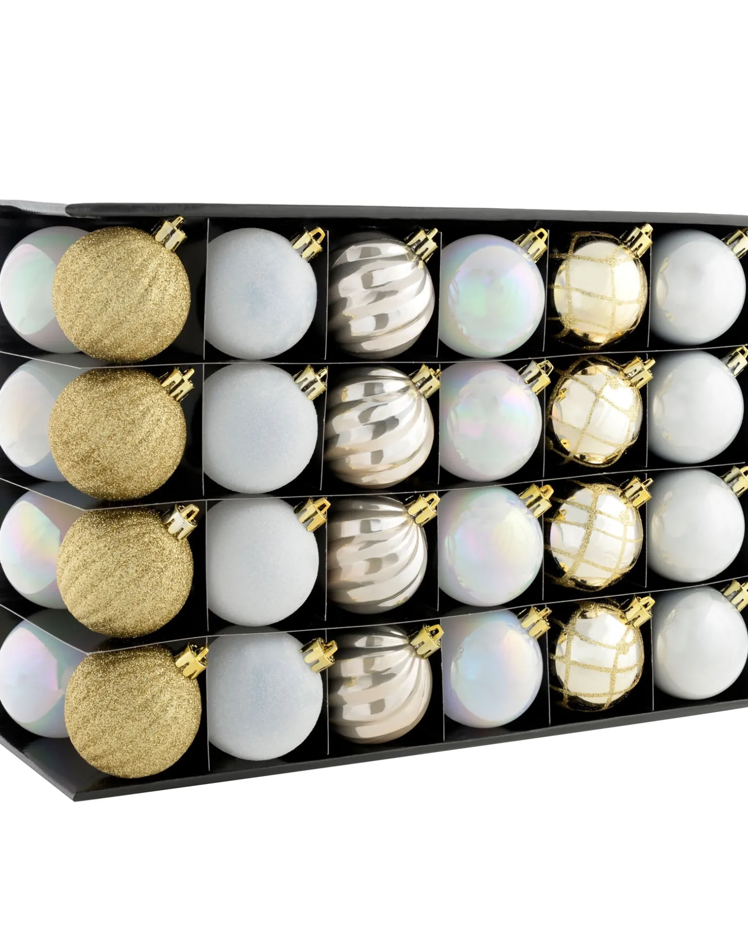 WeRChristmas White/Gold Shatterproof Baubles, 48 Pack, 6 Cm^ Shatterproof Baubles